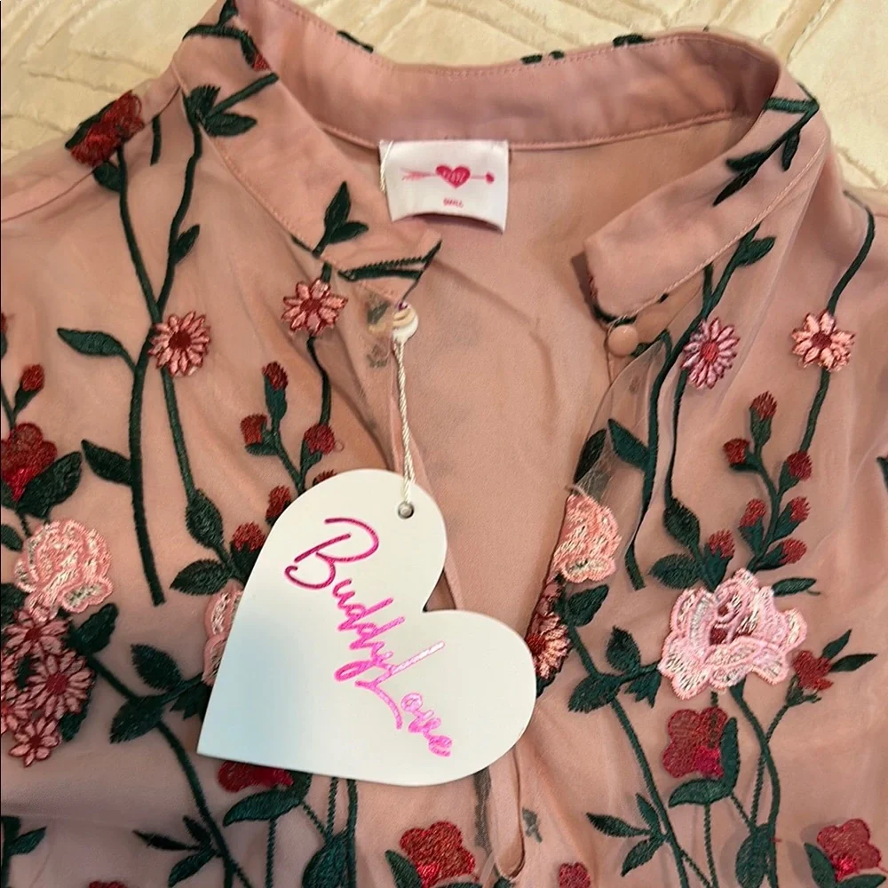 Gayle long sleeve Pink Floral mini dress - Picture 3 of 4